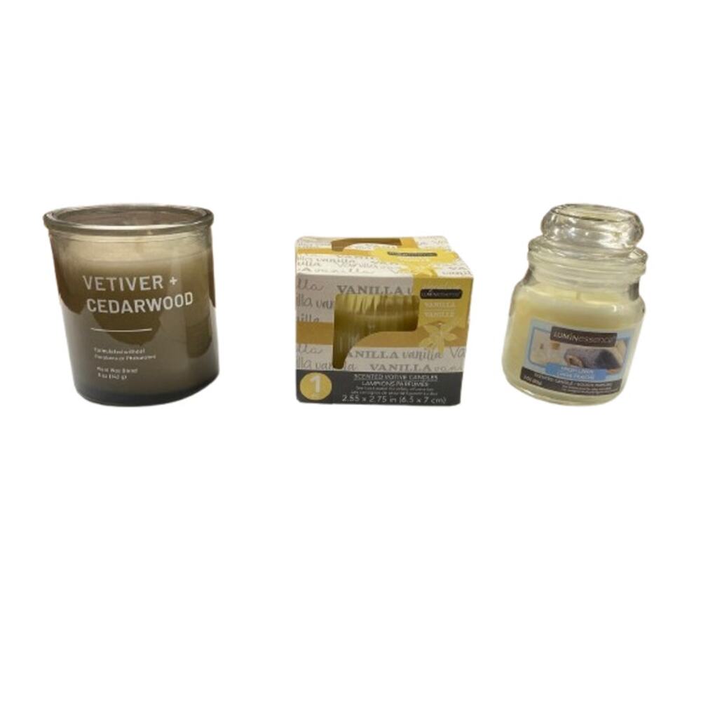 Luminessence Vanilla Fresh Linen Vetiver Candle Set 3 Pack New